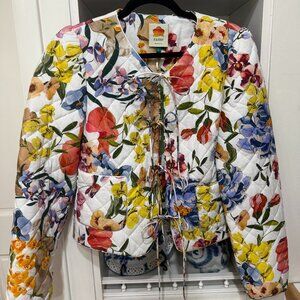 NEW with Tags $280 Farm Rio Floral Quilted Jacket sz S